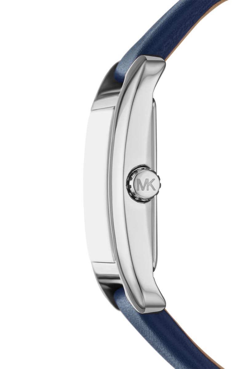 Michael Kors Monroe Three-Hand Quartz Leather Strap Watch, 27mm, Alternate, color, Silver/ Blue