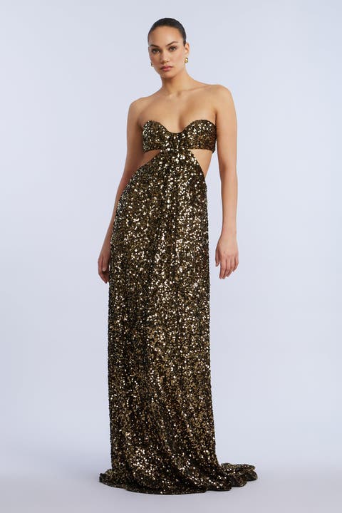 Sequin Strapless Gown