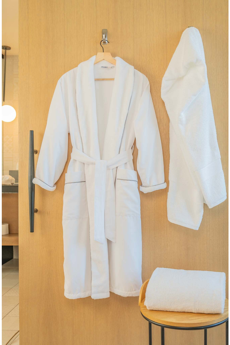 Hotel Lounge Robe, Alternate, color, White