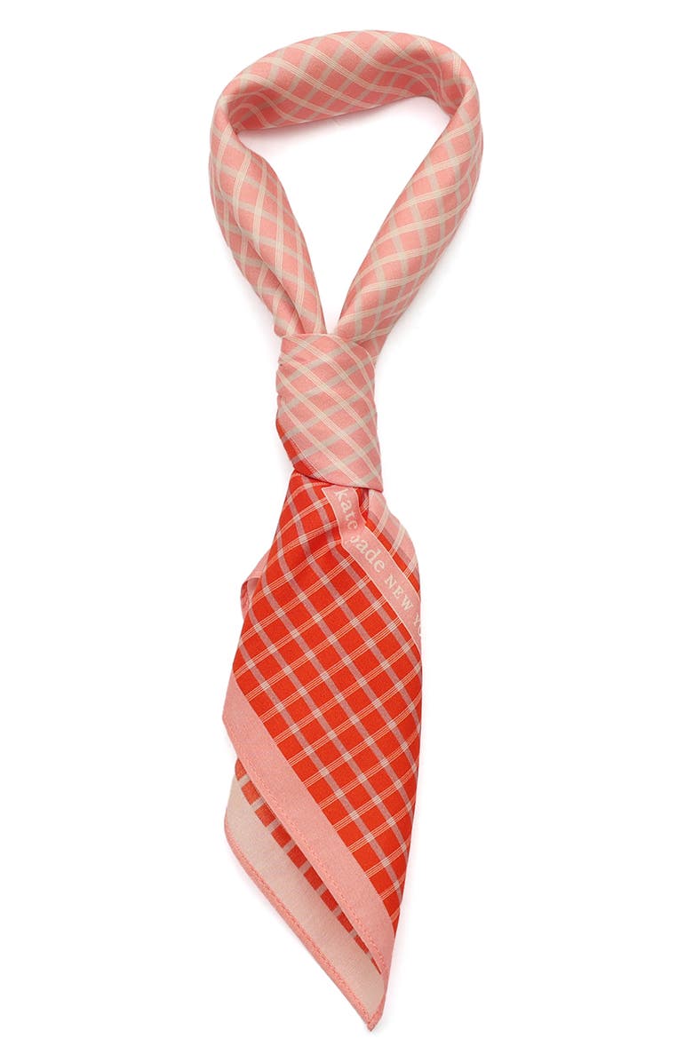 Kate Spade New York petite windowpane check square cotton & silk bandana, Alternate, color,
