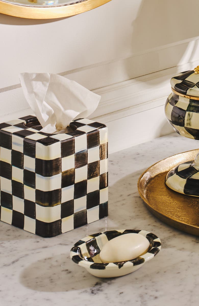 MACKENZIE CHILDS Courtly Check Boutique Tissue Box Cover, Alternate, color, Courtly