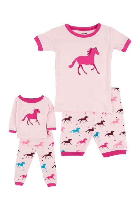 Girls Matching Doll Short Printed Cotton Pajamas