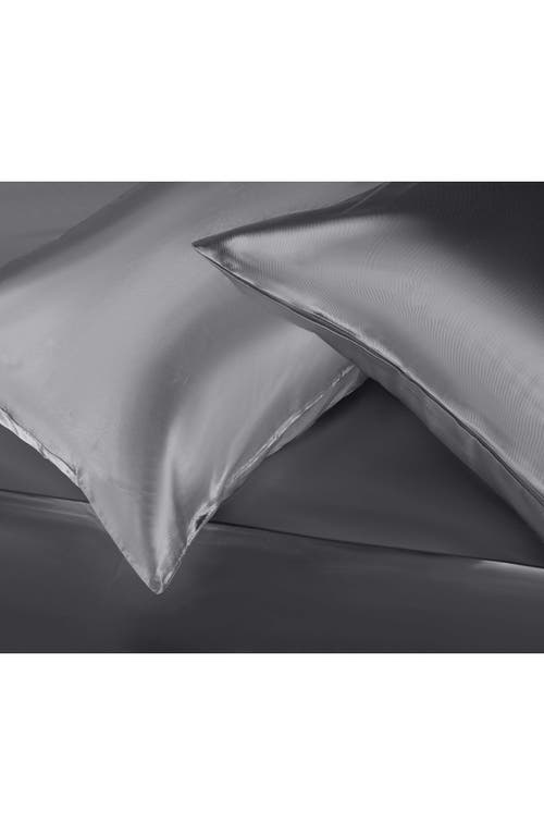 Martex Set Of 2 Elegance Satin Pillowcases In Silver