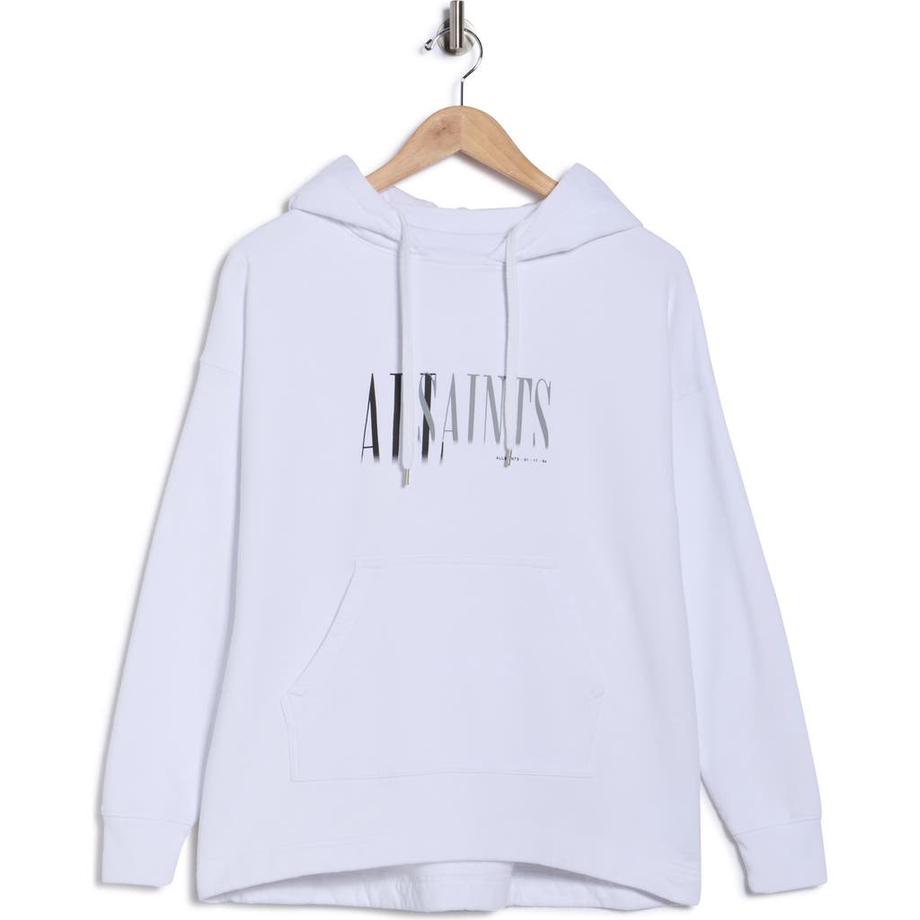 Allsaints Etienne Oversize Cotton Fleece Hoodie In White