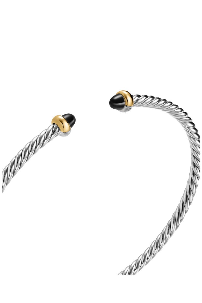 Micro Cable Flex Bracelet in Sterling Silver with 14K Gold and Black Onyx, Alternate, color, SILVER