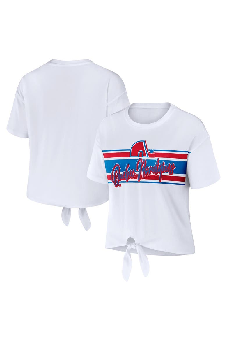 Women's WEAR by Erin Andrews White Colorado Avalanche Front Knot T-Shirt, Main, color, White