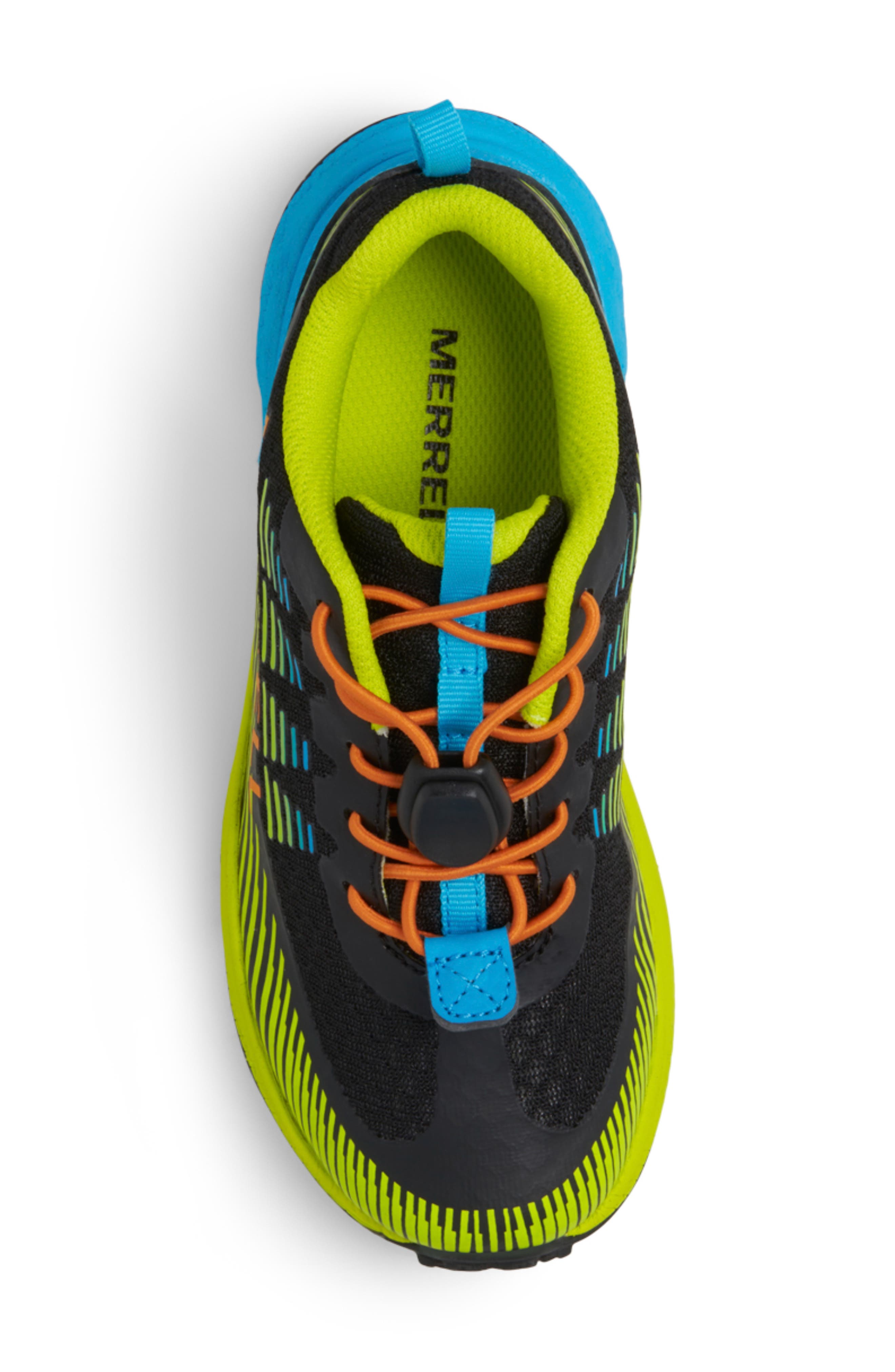 Merrell Kids' Agility Peak Running Shoe, Alternate, color, Black/ Citron/ Cyan/ Orange