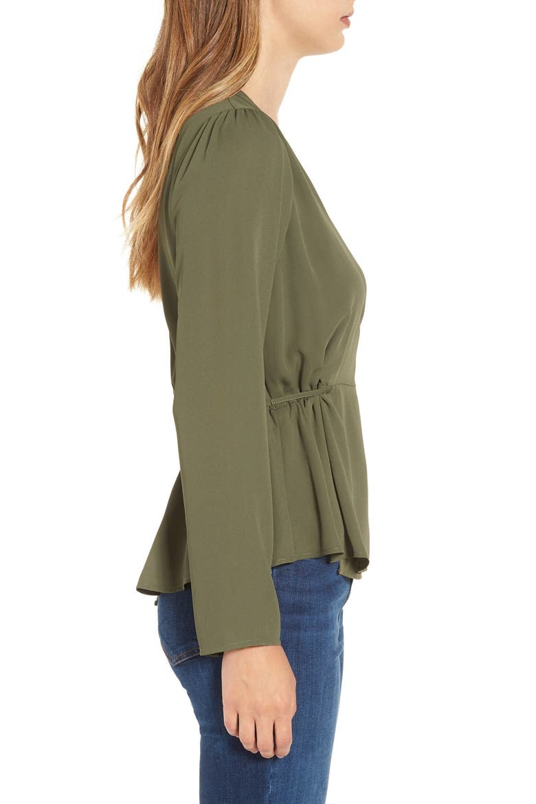 Long Sleeve Wrap Top, Alternate, color, OLIVE