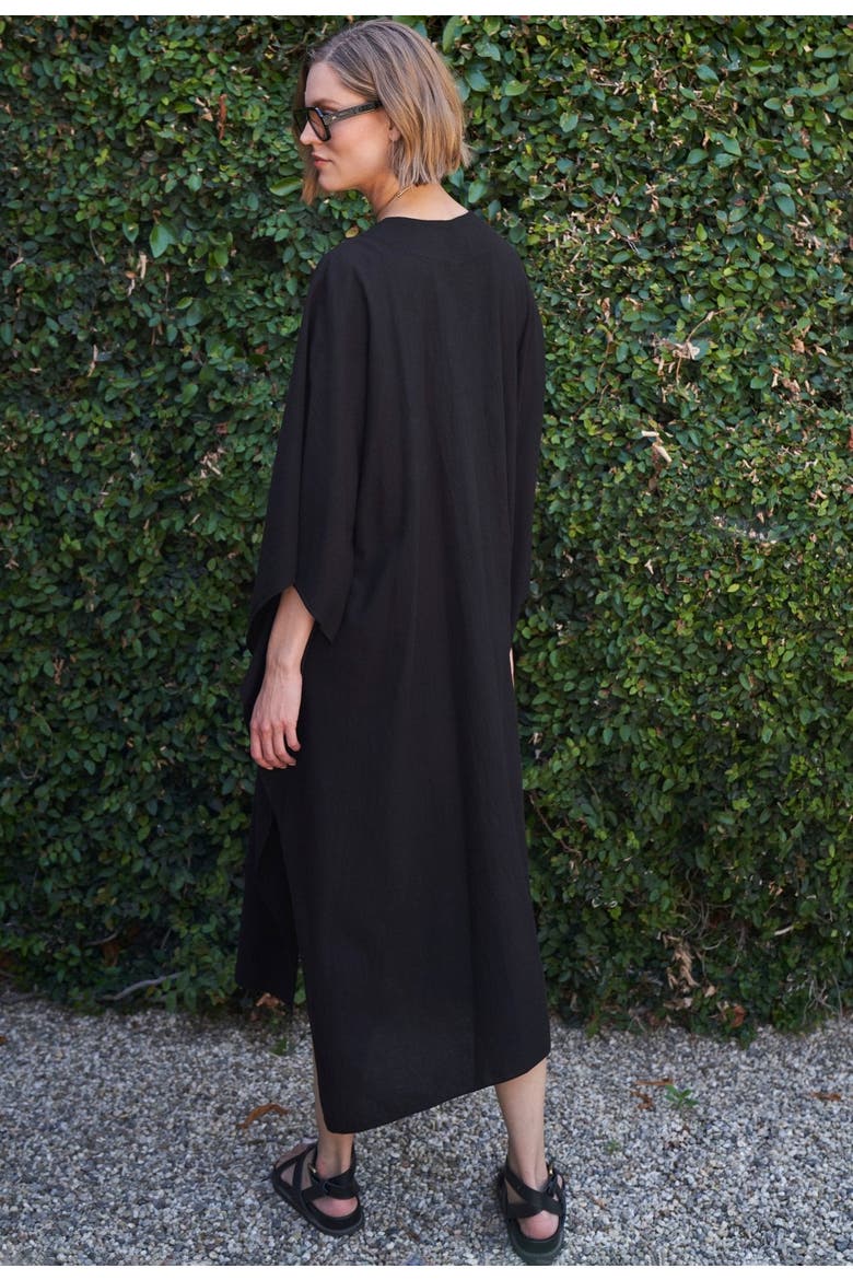 Cotton Midi Caftan, Alternate, color, Black