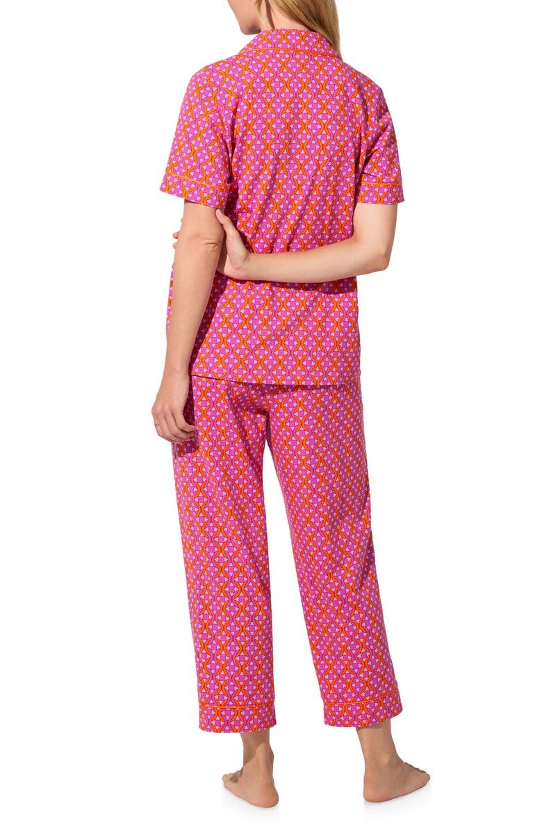 BedHead Pajamas Print Jersey Crop Pajamas, Alternate, color, Chain Geo