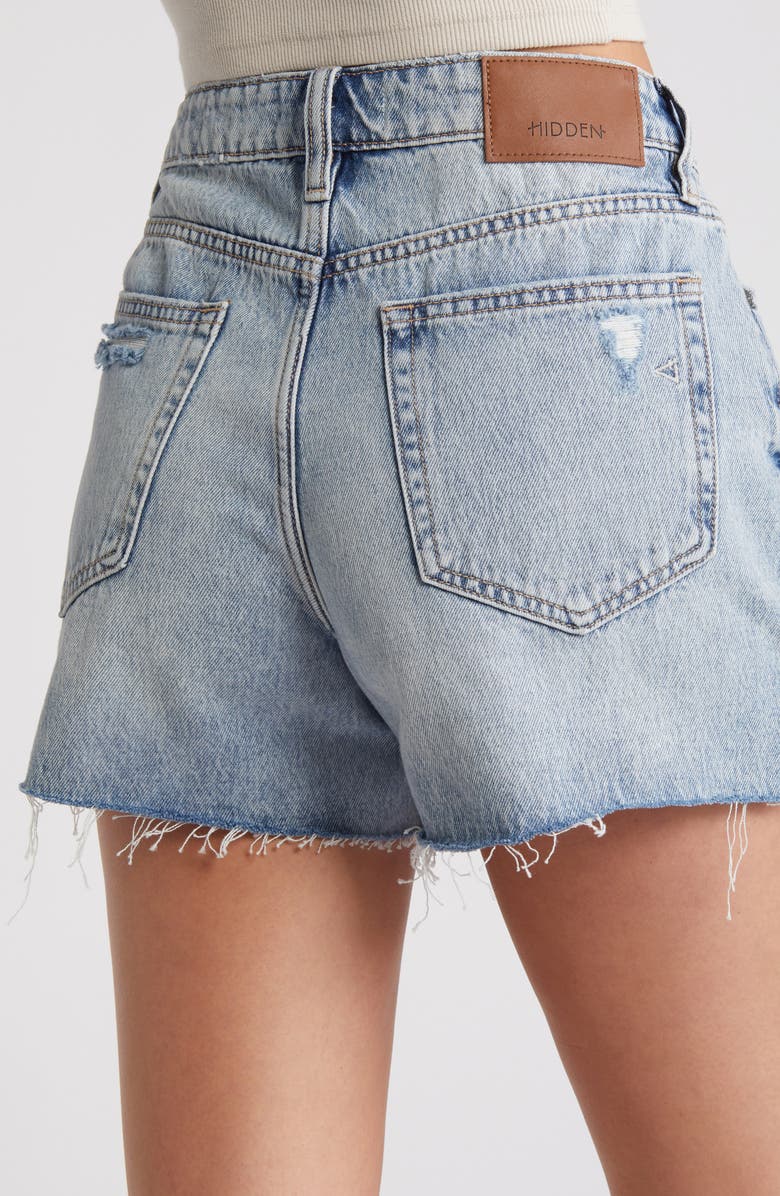 HIDDEN JEANS Raw Hem Side Slit Denim Shorts, Alternate, color,