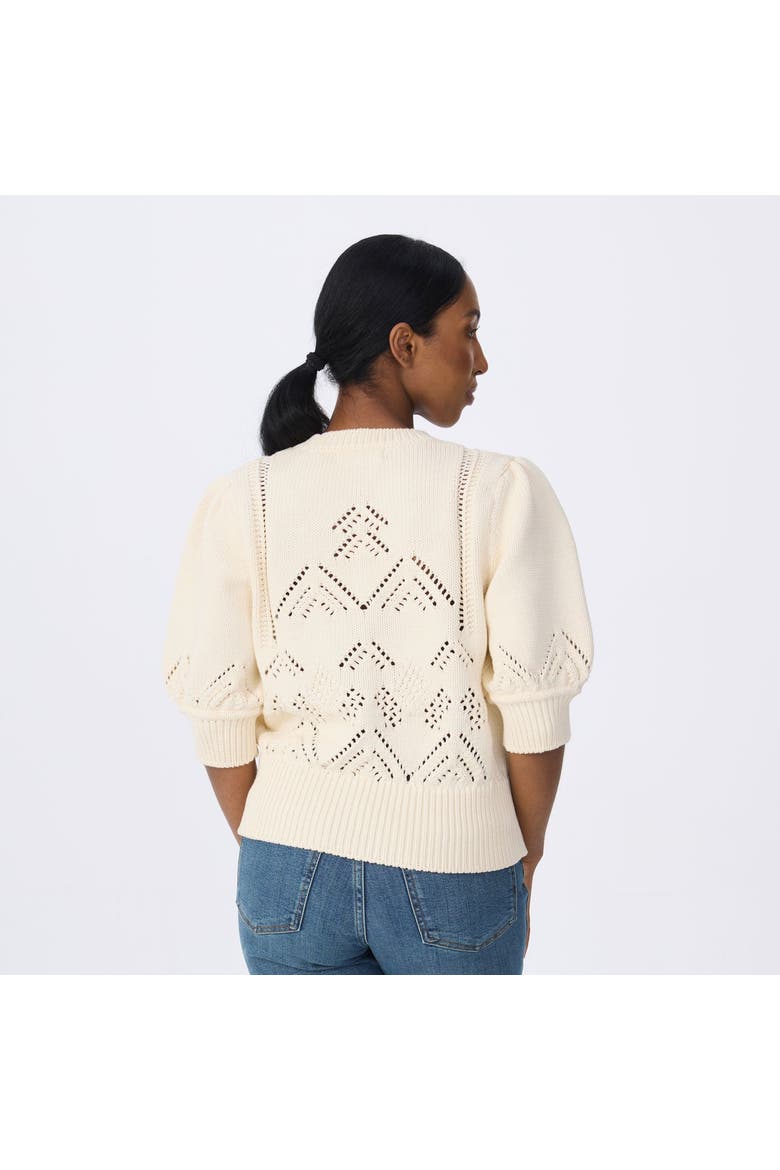Clary Short Sleeve Pointelle Sweater, Alternate, color, Birch