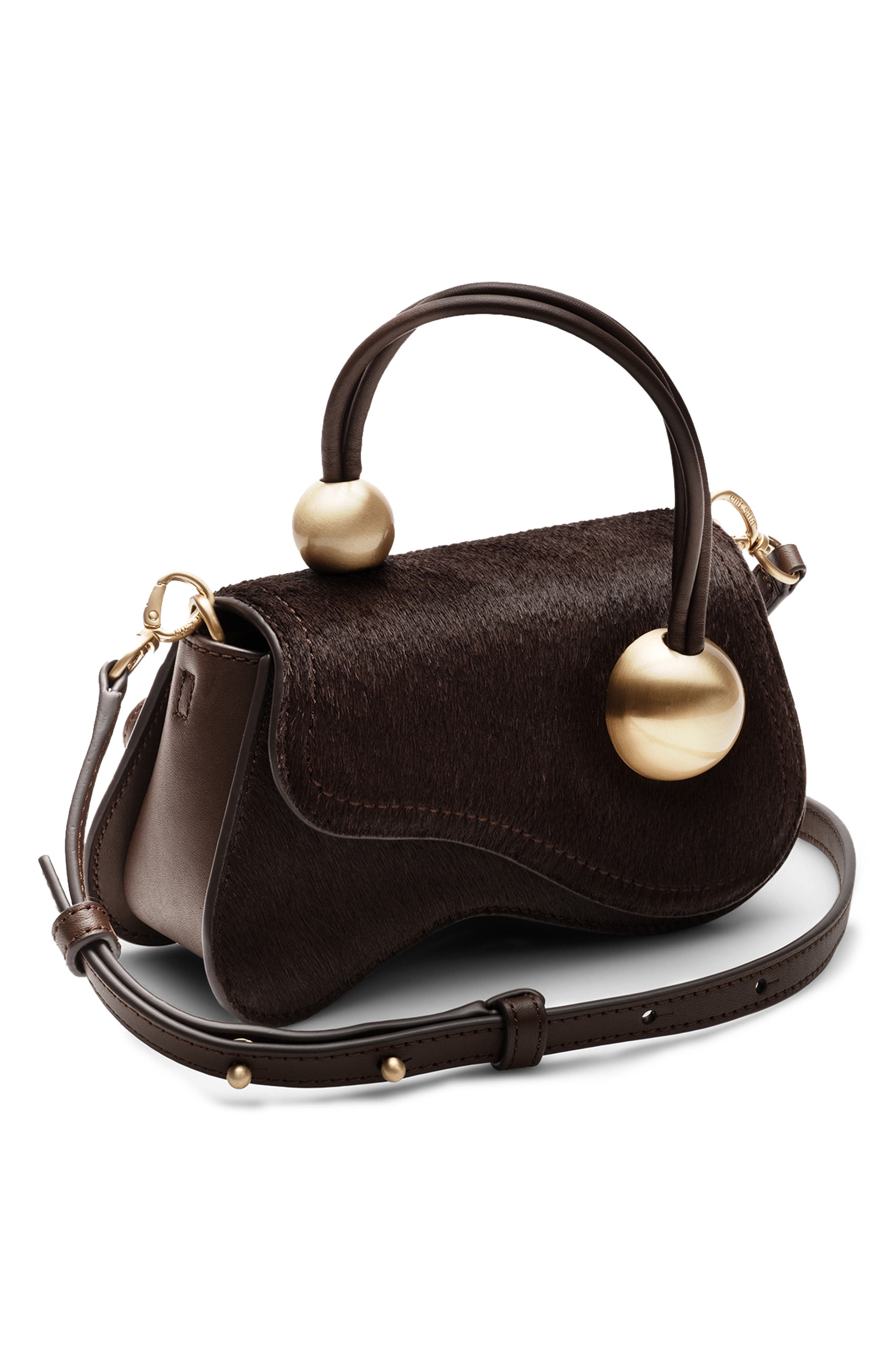 Kazia Nano Calf Hair Crossbody Bag, Alternate, color, DARK JAVA