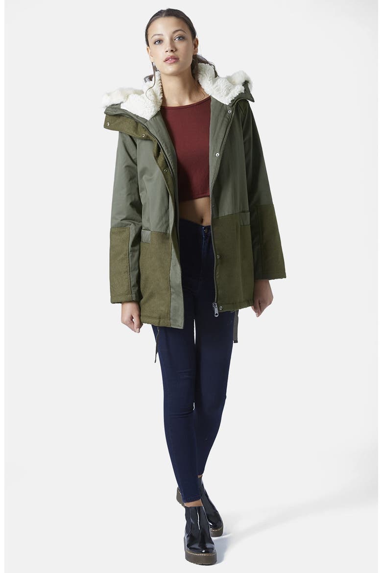 'Toddy' Faux Fur Parka, Alternate, color, OLIVE