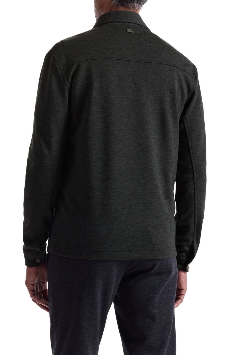 Bugatchi Heathered Kint Snap-Up Shirt Jacket, Alternate, color, Black