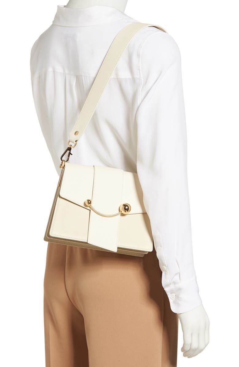 Strathberry Box Crescent Bicolor Leather Shoulder Bag, Alternate, color,