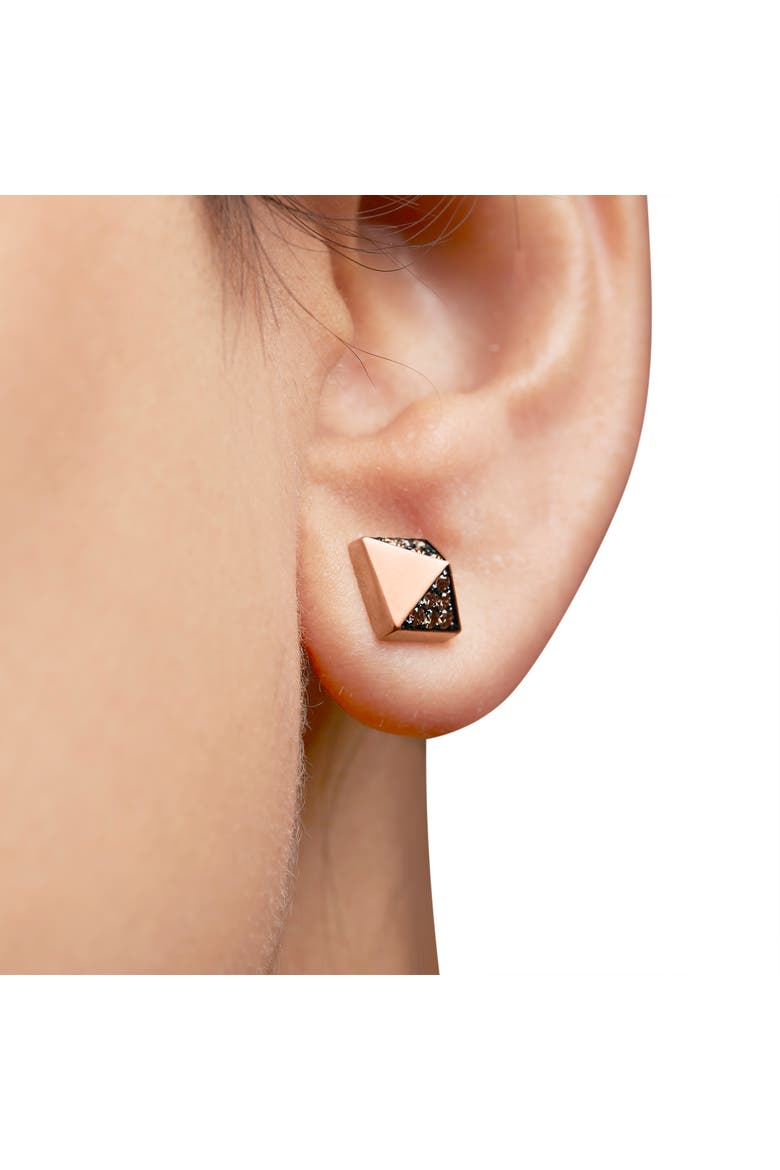 14K Rose Gold 1/4 Ct Brown Diamond Pyramid Stud Earring, Alternate, color, Pink