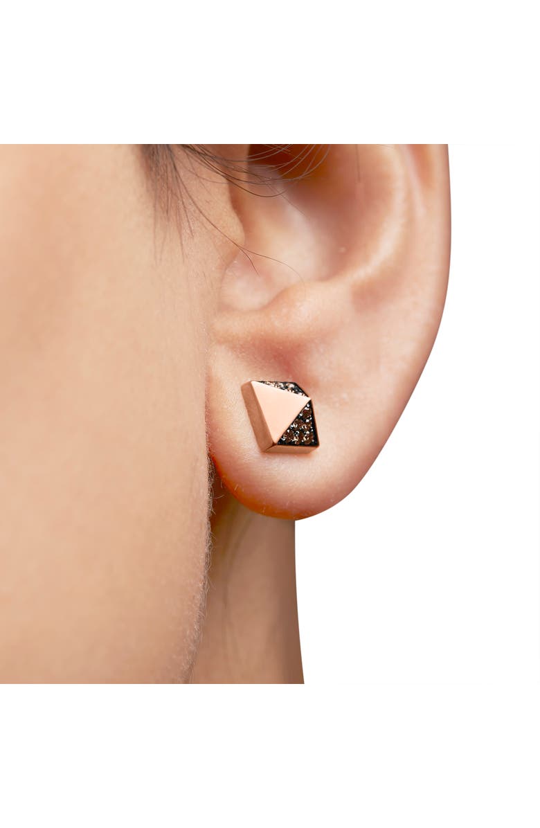 Haus of Brilliance 14K Rose Gold 1/4 Ct Brown Diamond Pyramid Stud Earring, Alternate, color, Pink
