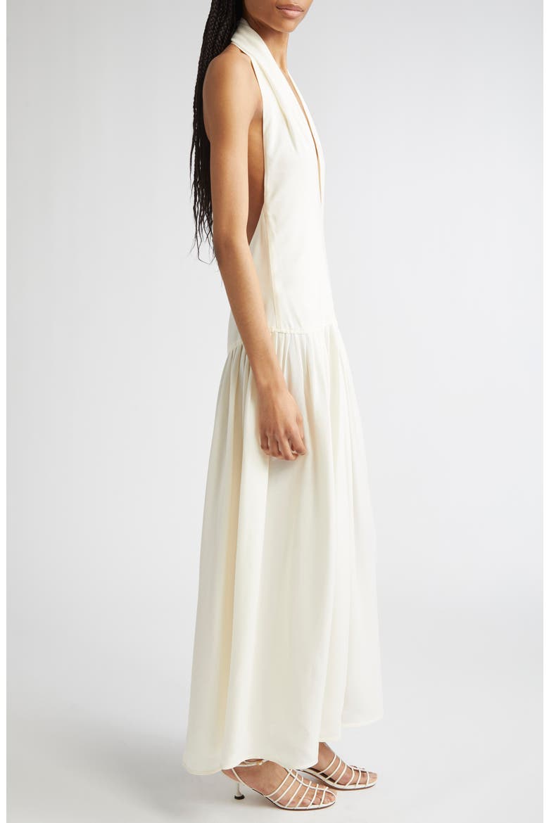 Tala Drop Waist Halter Georgette Maxi Dress, Alternate, color, CREAM