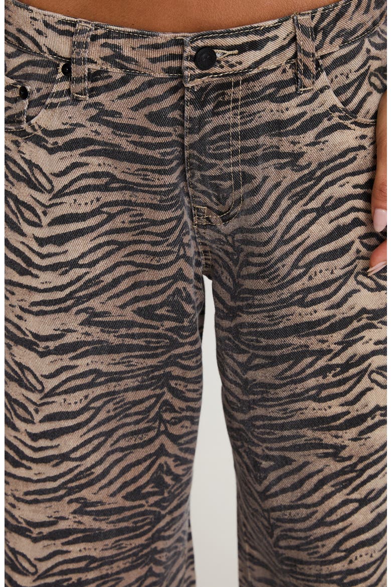 Radigal Tiger Print Low Rise Wide Leg Jeans, Alternate, color, BROWN