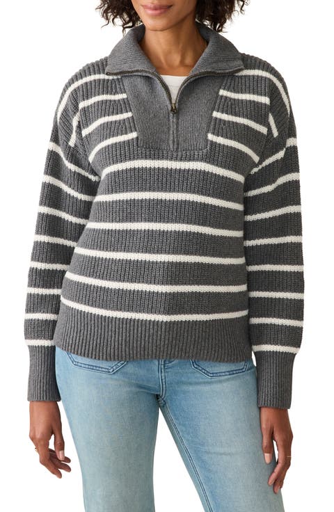 Mariner Stripe Quarter Zip Sweater
