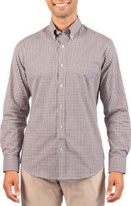 TailorByrd Gingham Stretch Cotton Button-Up Shirt