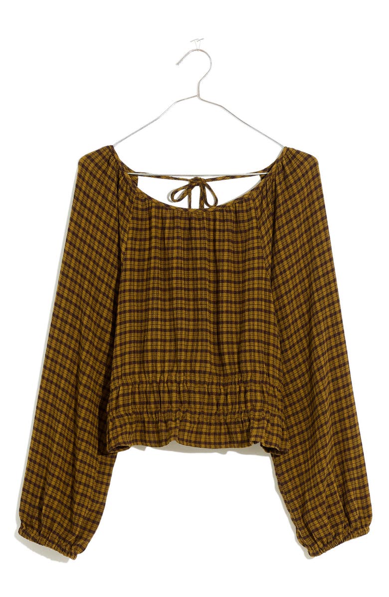 Madewell Plaid Tie Back Cutout Top, Alternate, color, 