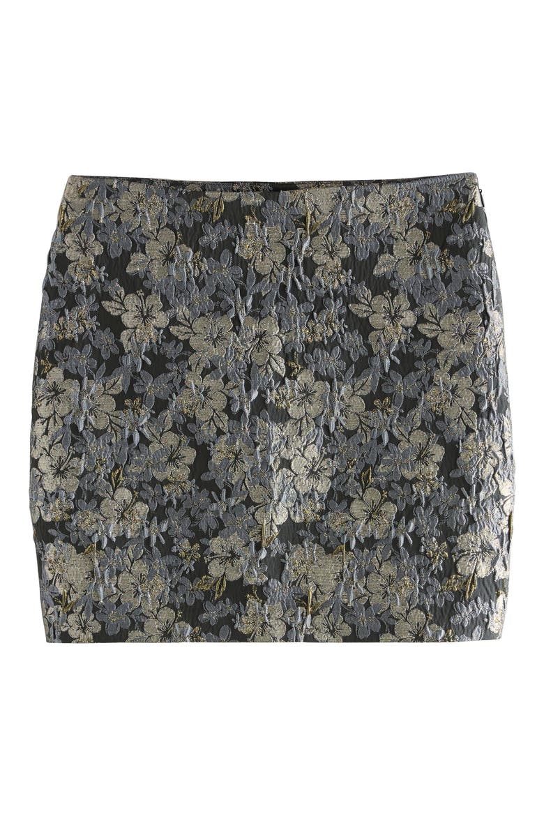 Metallic Floral Jacquard Miniskirt, Alternate, color, GREY