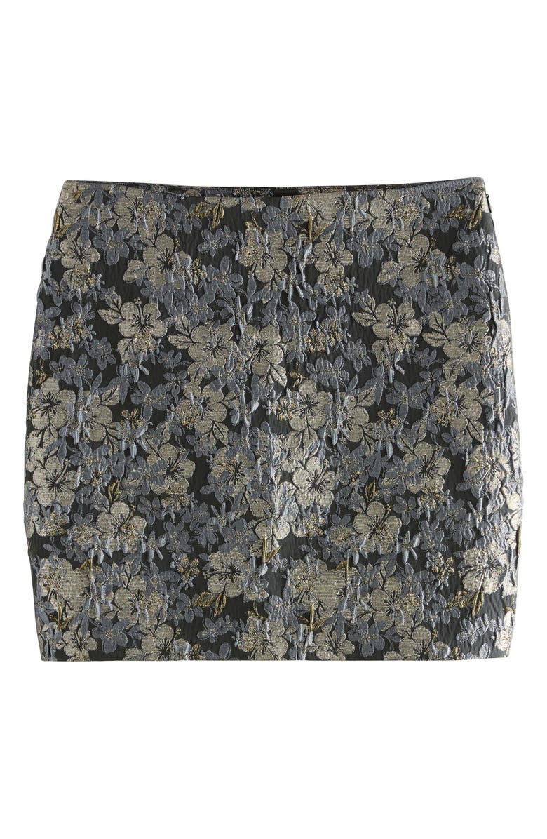 NEXT Metallic Floral Jacquard Miniskirt, Alternate, color, Grey