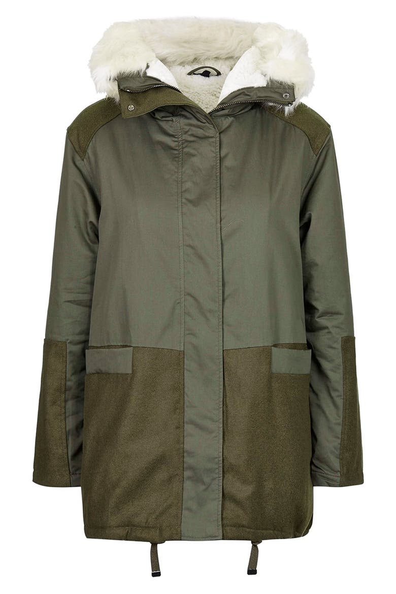 'Toddy' Faux Fur Parka, Alternate, color, OLIVE