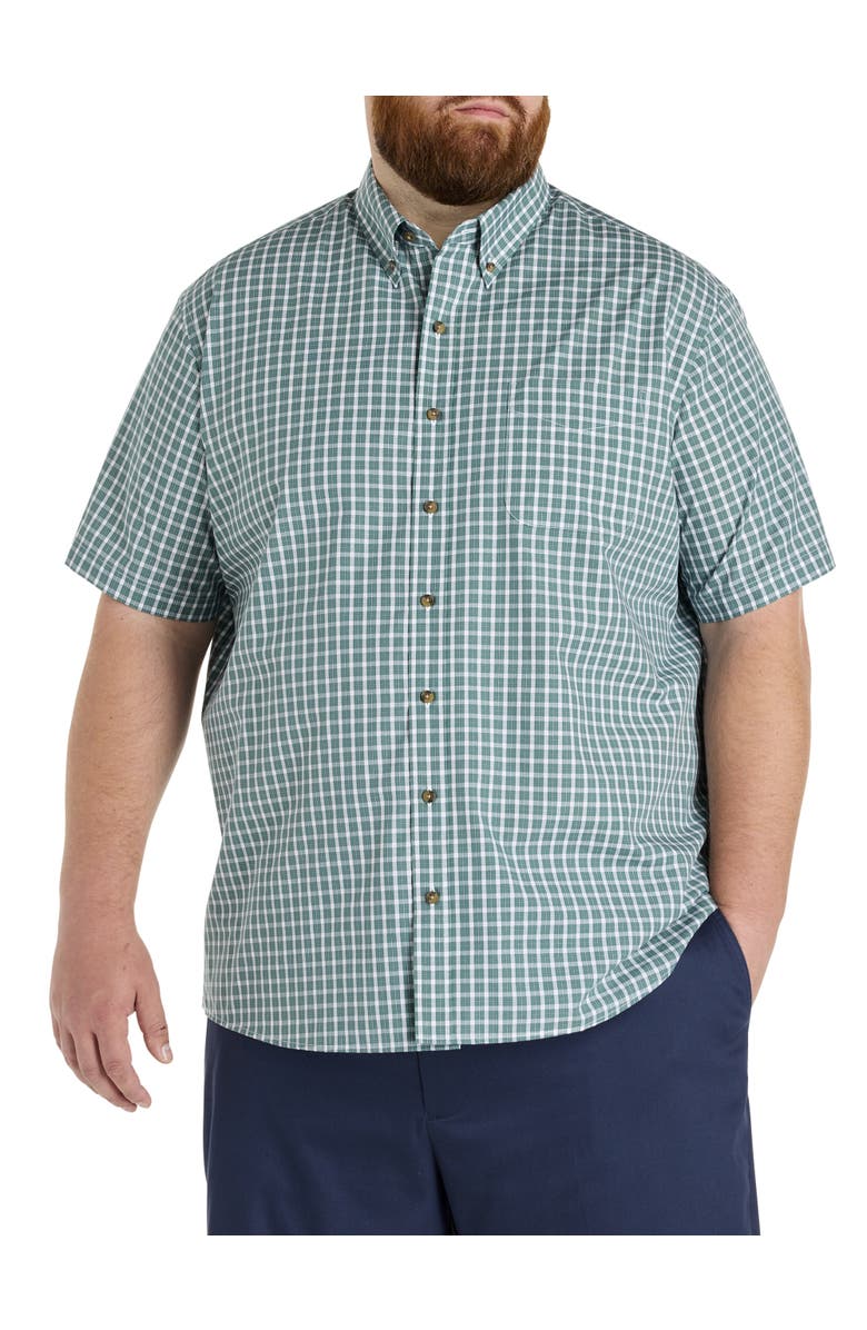 Harbor Bay by DXL Big & Tall Easy-Care Check Sport Shirt, Main, color, Green Multi