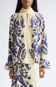 Johanna Ortiz Ritmo Sol Floral Paisley Silk Crêpe de Chine Top