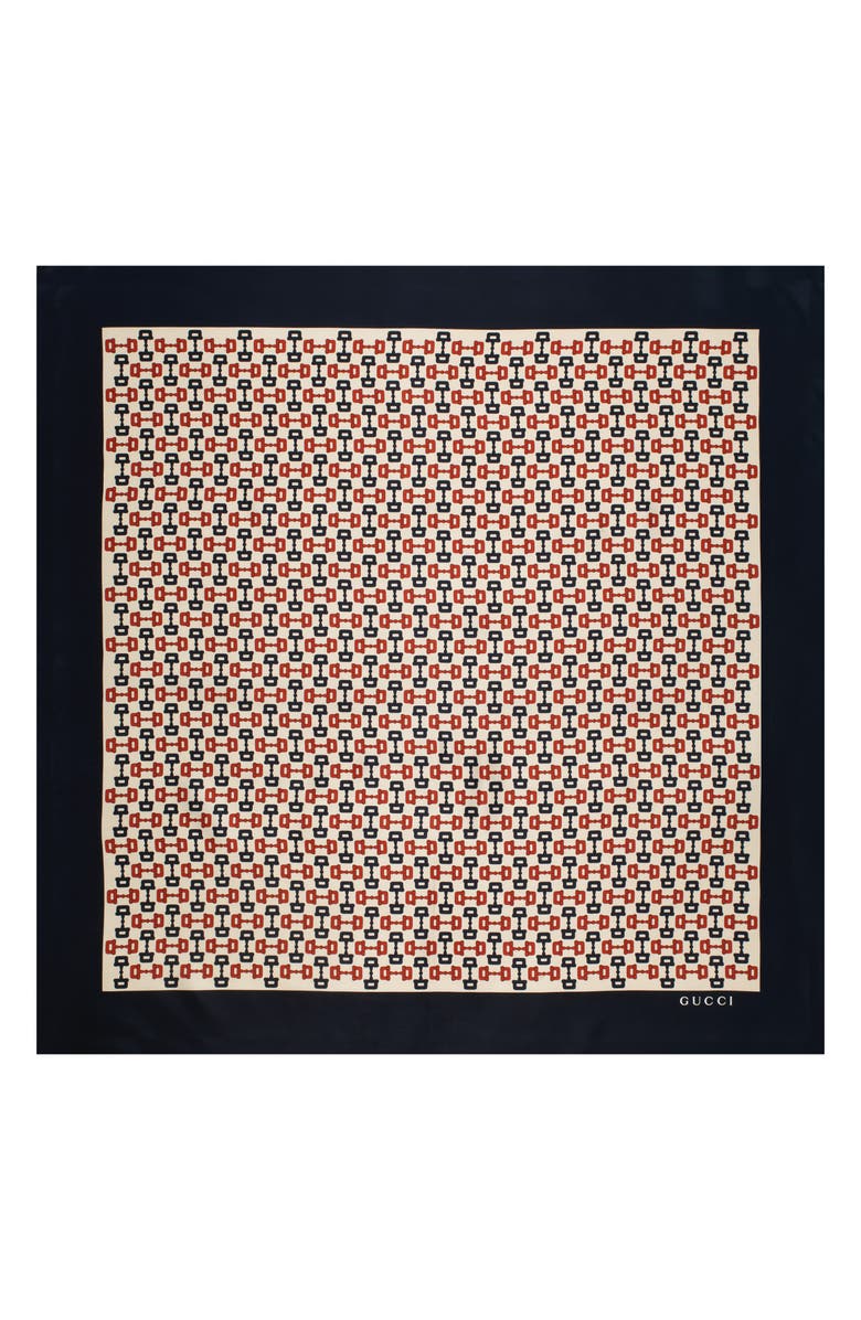 Gucci Horsebit Print Silk Scarf, Main, color,