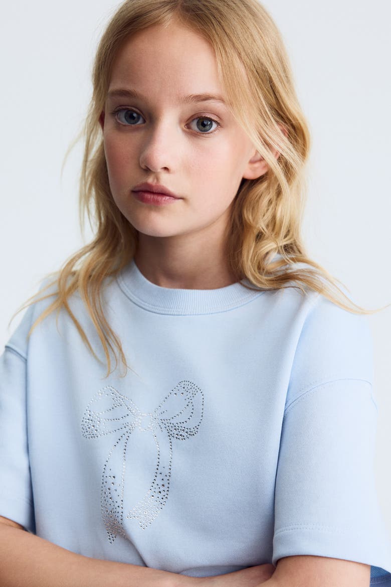 T-shirt, Alternate, color, Light blue/bow