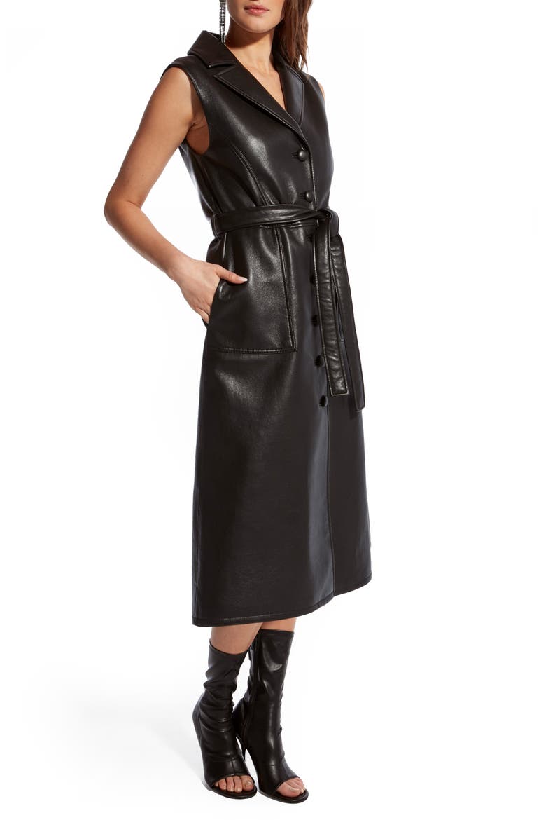 Lola Recycled Leather Dress, Alternate, color, BLACK