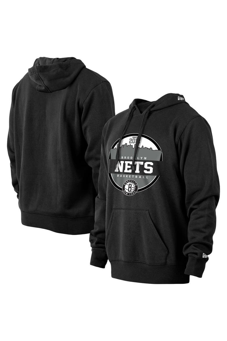 Men's New Era Black Brooklyn Nets Localized Pullover Hoodie, Main, color, Black