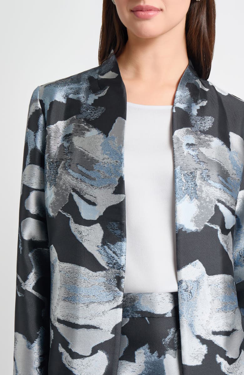 Ming Wang Heritage Fit Floral Jacquard Jacket, Alternate, color, Dawn/ Granite/ Lunar Rock