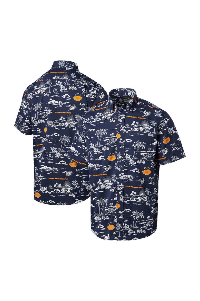 Men's Reyn Spooner Navy Chicago Bears Throwback Kekai Print Button-Up Shirt, Main, color, Navy