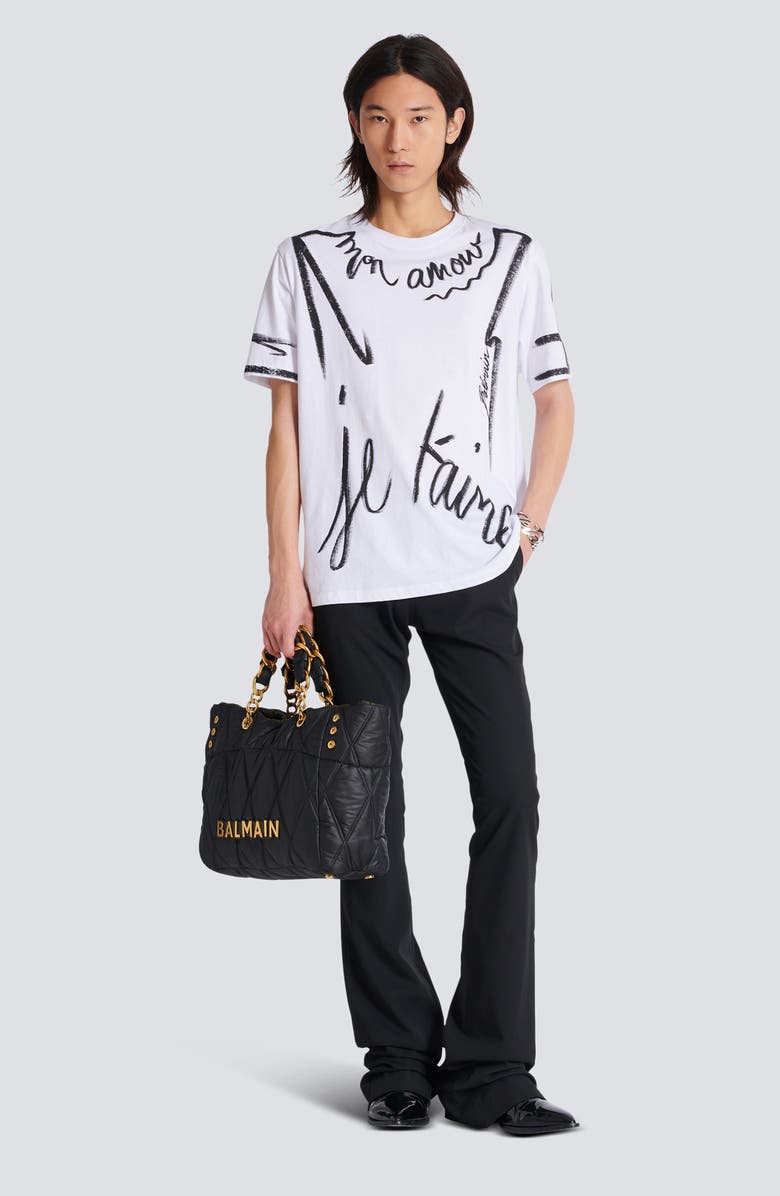 Balmain Regular Fit Je T'aime Cotton Graphic T-Shirt, Alternate, color,