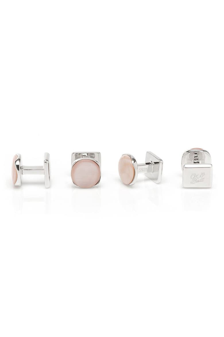 Pink Mother-of-Pearl Cuff Links & Shirt Stud Set, Alternate, color, PINK