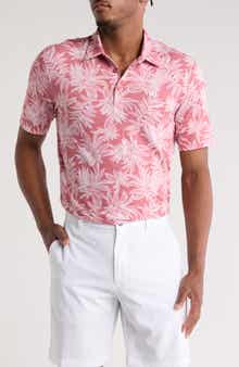 TravisMathew Sea Journey Leaf Print Stretch Polo