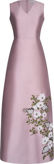 Aurelia Floral Sleeveless Taffeta Gown
