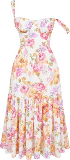 Elia Floral Stretch Cotton Blend Corset Sundress