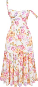 HOUSE OF CB Elia Floral Stretch Cotton Blend Corset Sundress