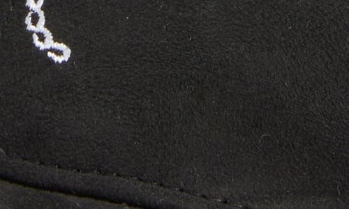 Krost Embroidered Logo Faux Suede Baseball Cap In Black