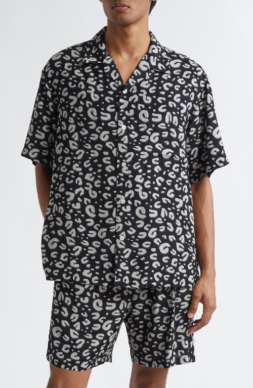TAKAHIROMIYASHITA TheSoloist. Leopard Print Oversize Camp Shirt in Black X White  product