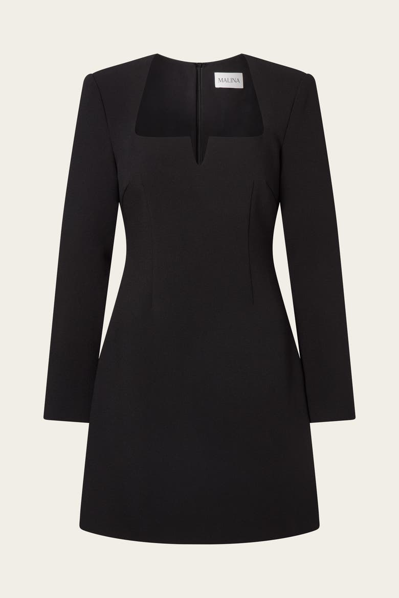 Sonja Long Sleeve Mini Dress, Alternate, color, Black