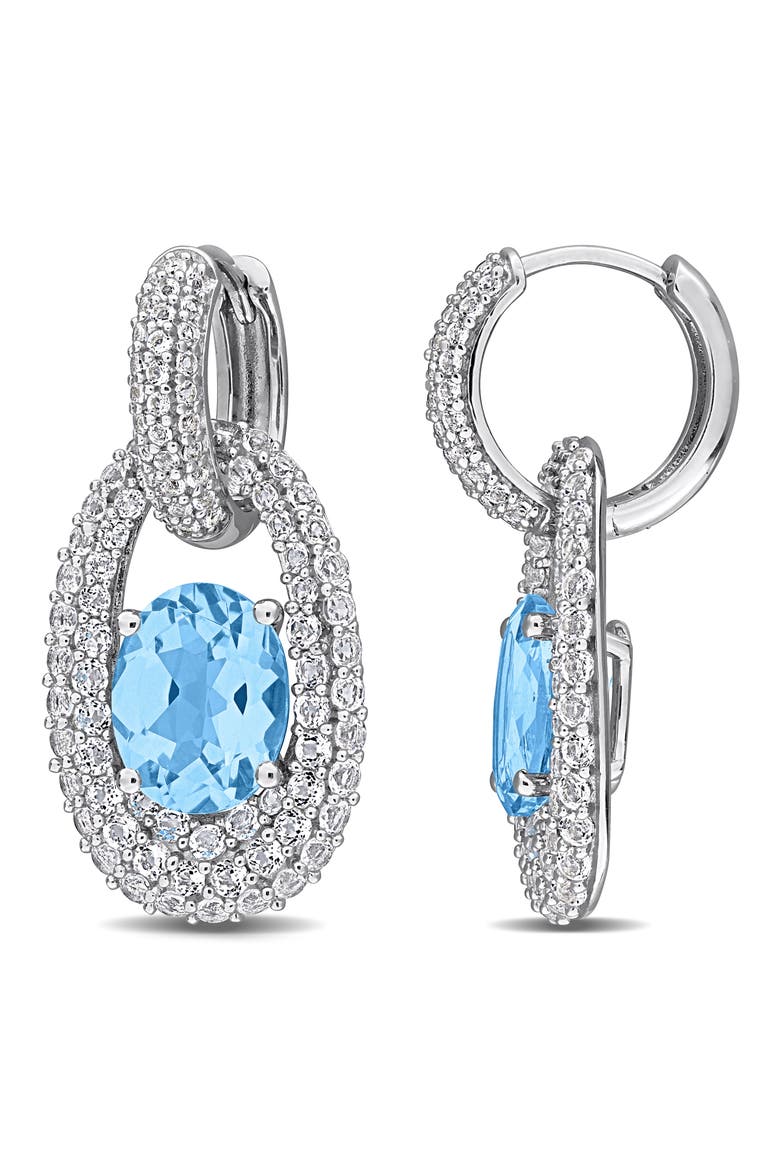 Sky Blue Topaz & White Topaz Drop Earrings, Main, color, BLUE