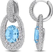 DELMAR Sky Blue Topaz & White Topaz Drop Earrings