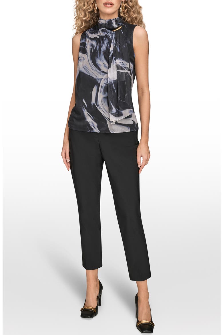 Mock Neck Chiffon Sleeveless Top, Alternate, color, BLACK/ VAPOR MULTI